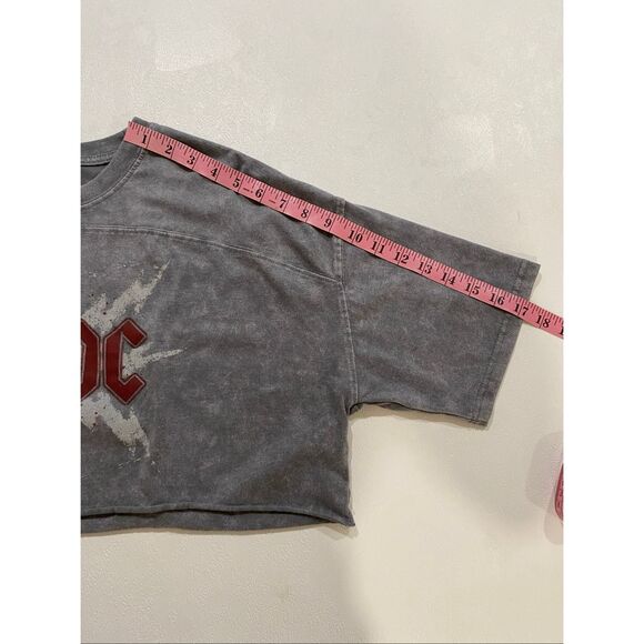 AC/DC Vintage Washed Gray Cropped Sweatshirt Women’s Large - Picture 6 of 6